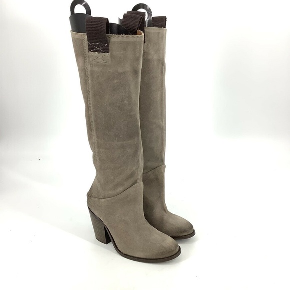 Free People Shoes - Free People Pull On Taupe Leather Heeled Boots 6.5
